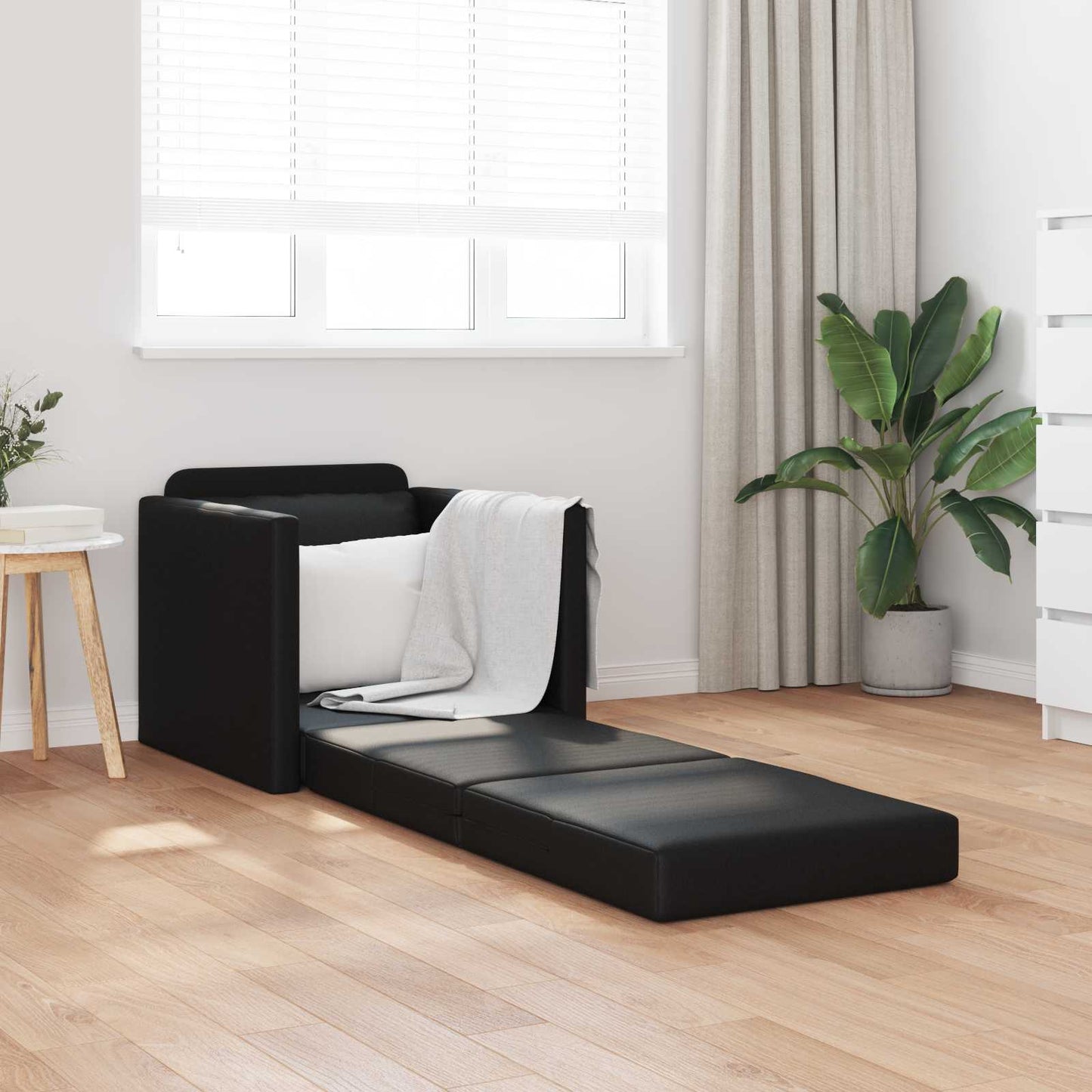 Schlafsofa 60cm Schwarz Kunstleder