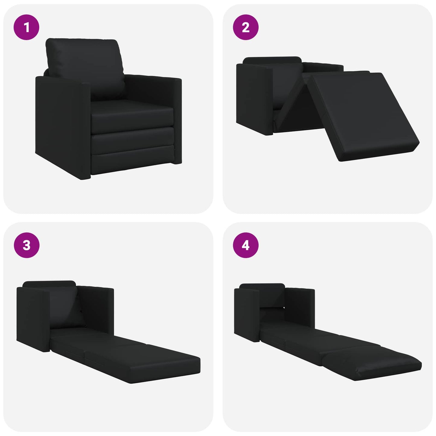 Schlafsofa 60cm Schwarz Kunstleder