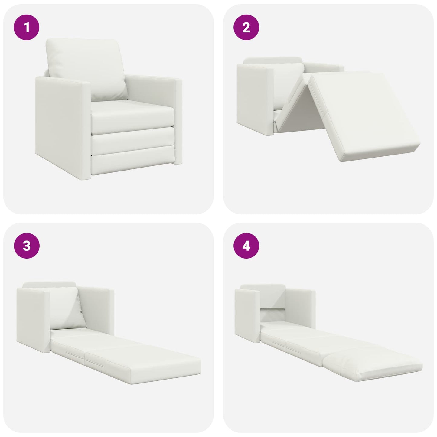 Schlafsofa 60cm Weiß Kunstleder