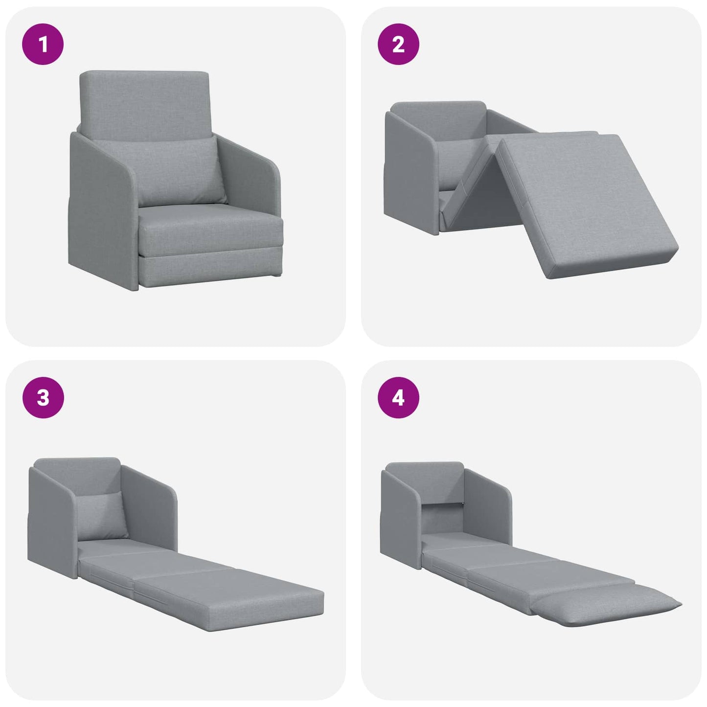 Schlafsofa Hellgrau 65 x 80 x 83 cm Stoff