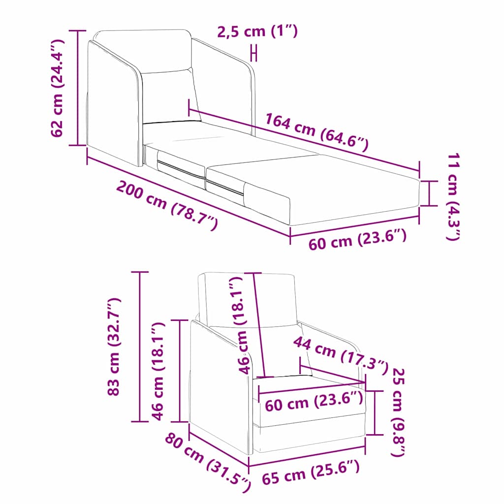 Schlafsofa Hellgrau 65 x 80 x 83 cm Stoff