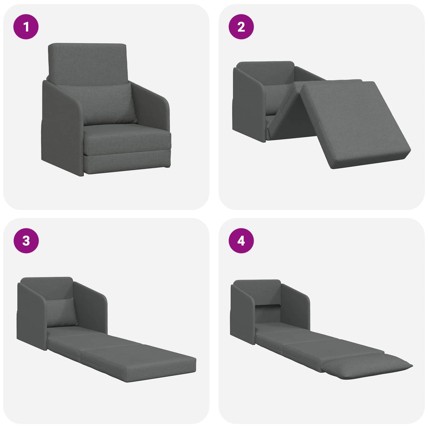 Schlafsofa Dunkelgrau 65 x 80 x 83 cm Stoff