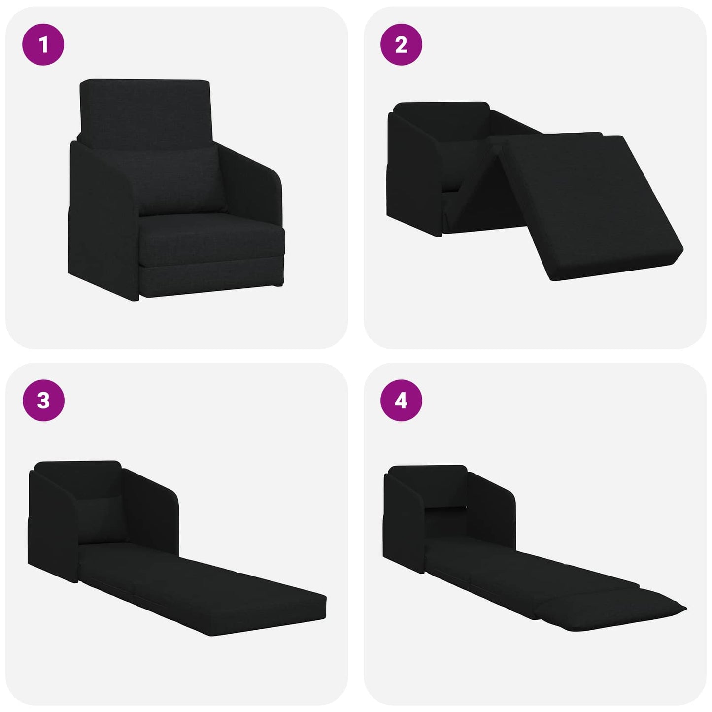 Schlafsofa Schwarz 65 x 80 x 83 cm Stoff