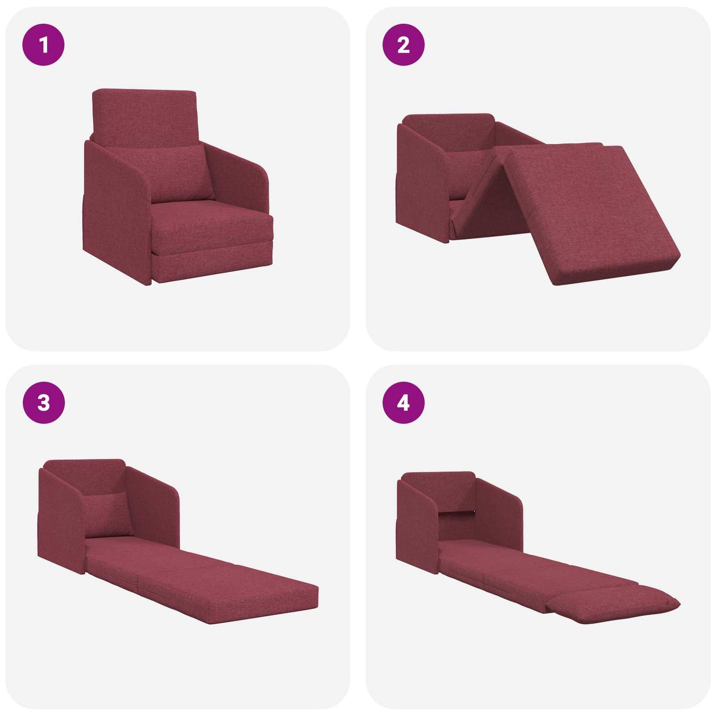 Schlafsofa Weinrot 65 x 80 x 83 cm Stoff