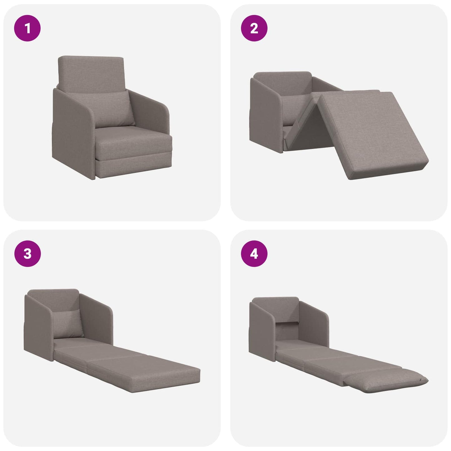 Schlafsofa Taupe 65 x 80 x 83 cm Stoff