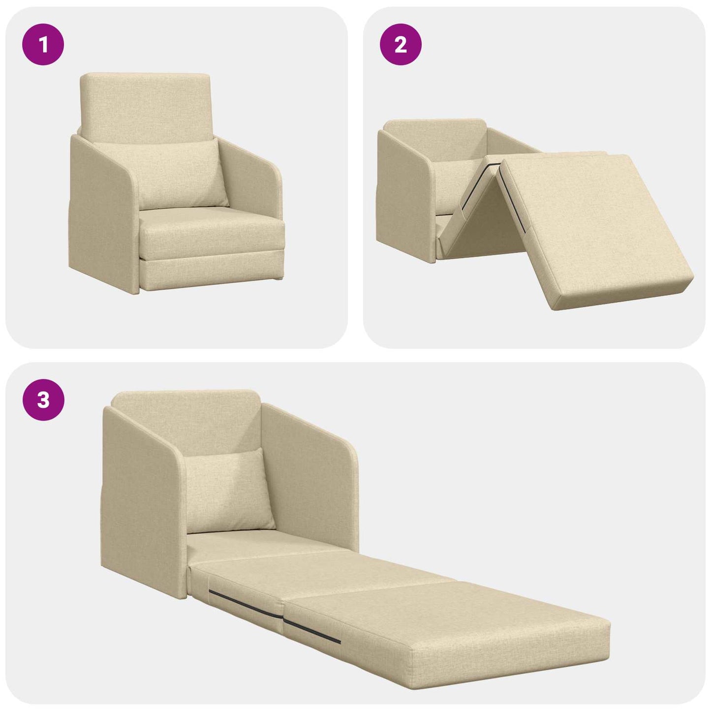Schlafsofa Creme 65 x 80 x 83 cm Stoff
