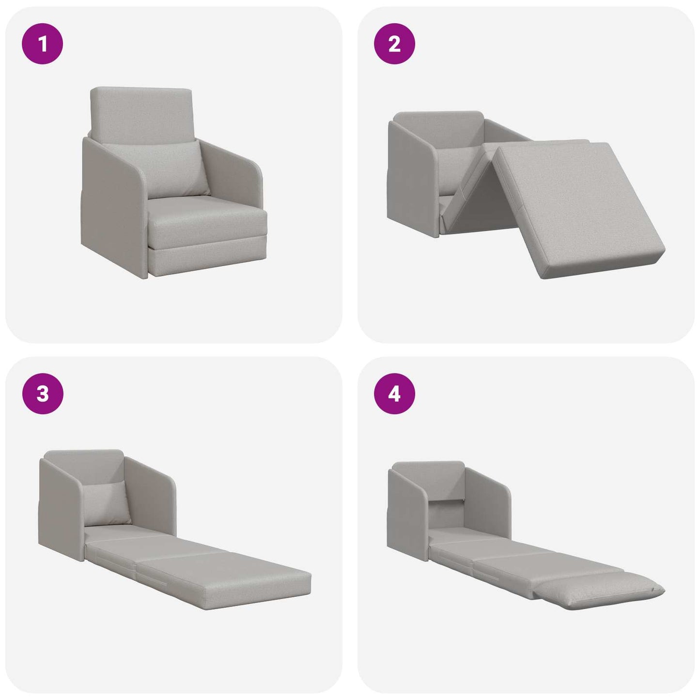 Schlafsofa Wolkengrau 65 x 80 x 83 cm Stoff
