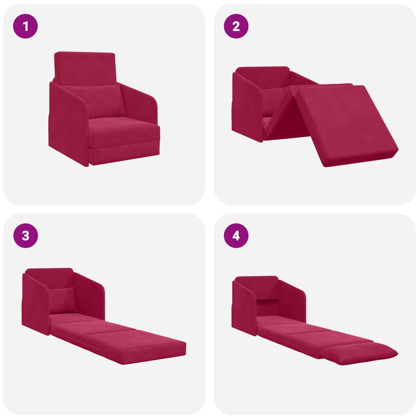 Schlafsofa Weinrot 65 x 80 x 83 cm Samt