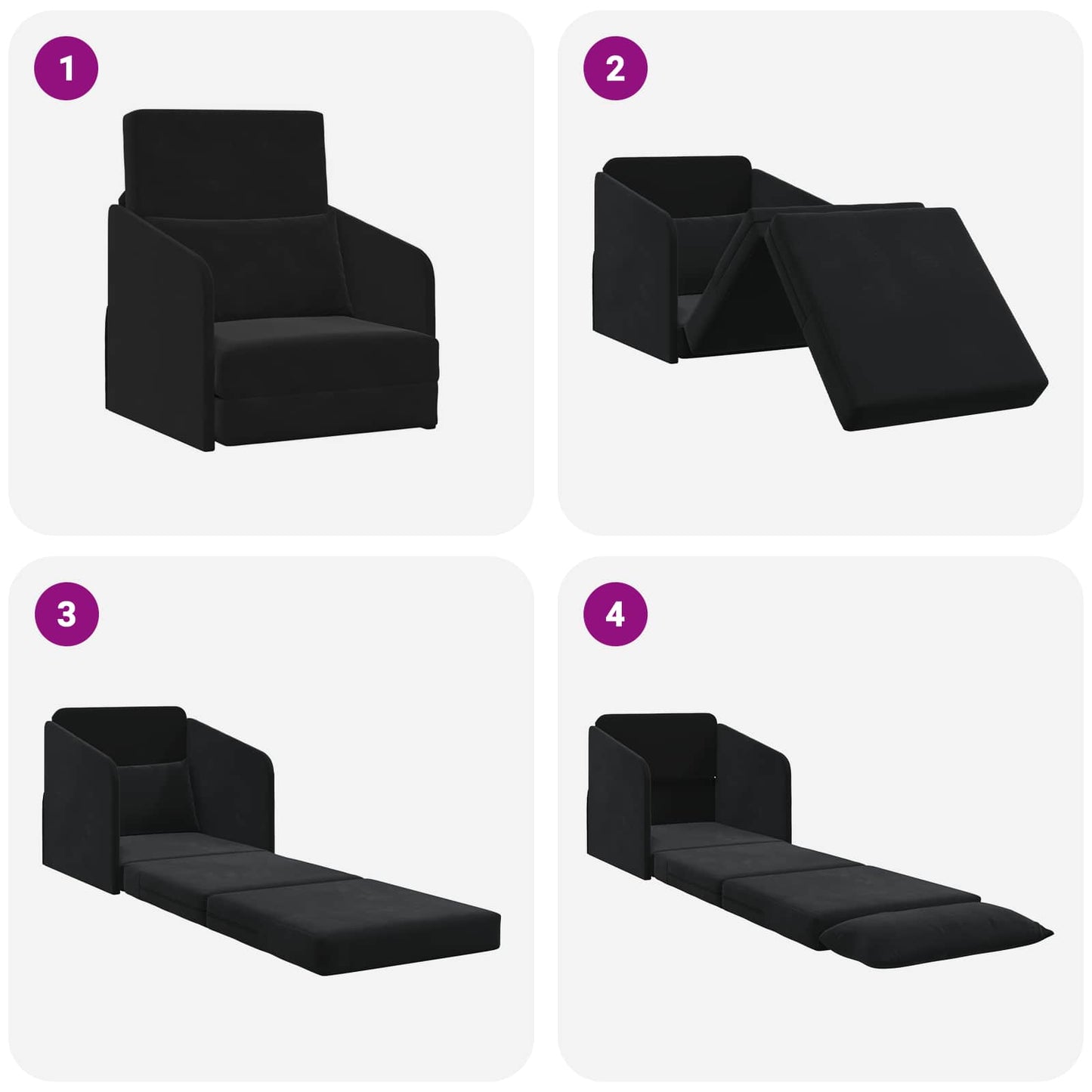 Schlafsofa Schwarz 65 x 80 x 83 cm Samt