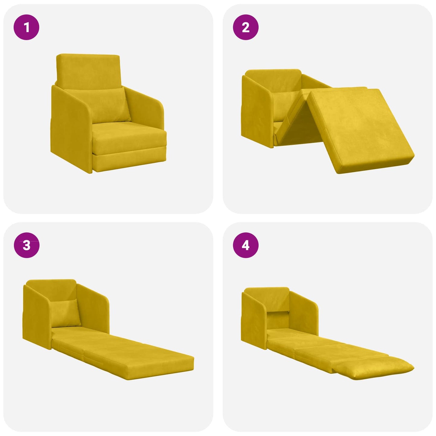 Schlafsofa Gelb 65 x 80 x 83 cm Samt