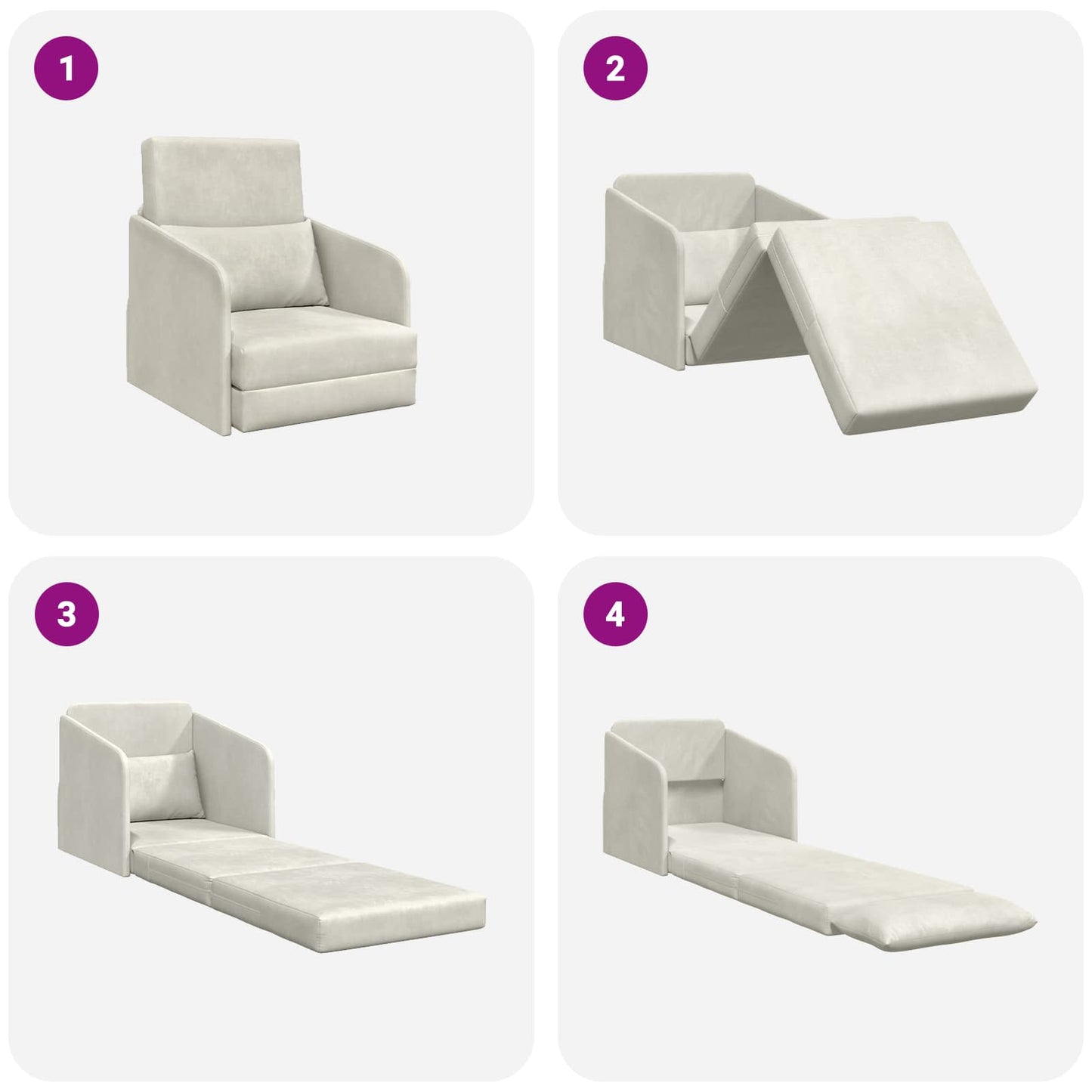 Schlafsofa Creme 65 x 80 x 83 cm Samt