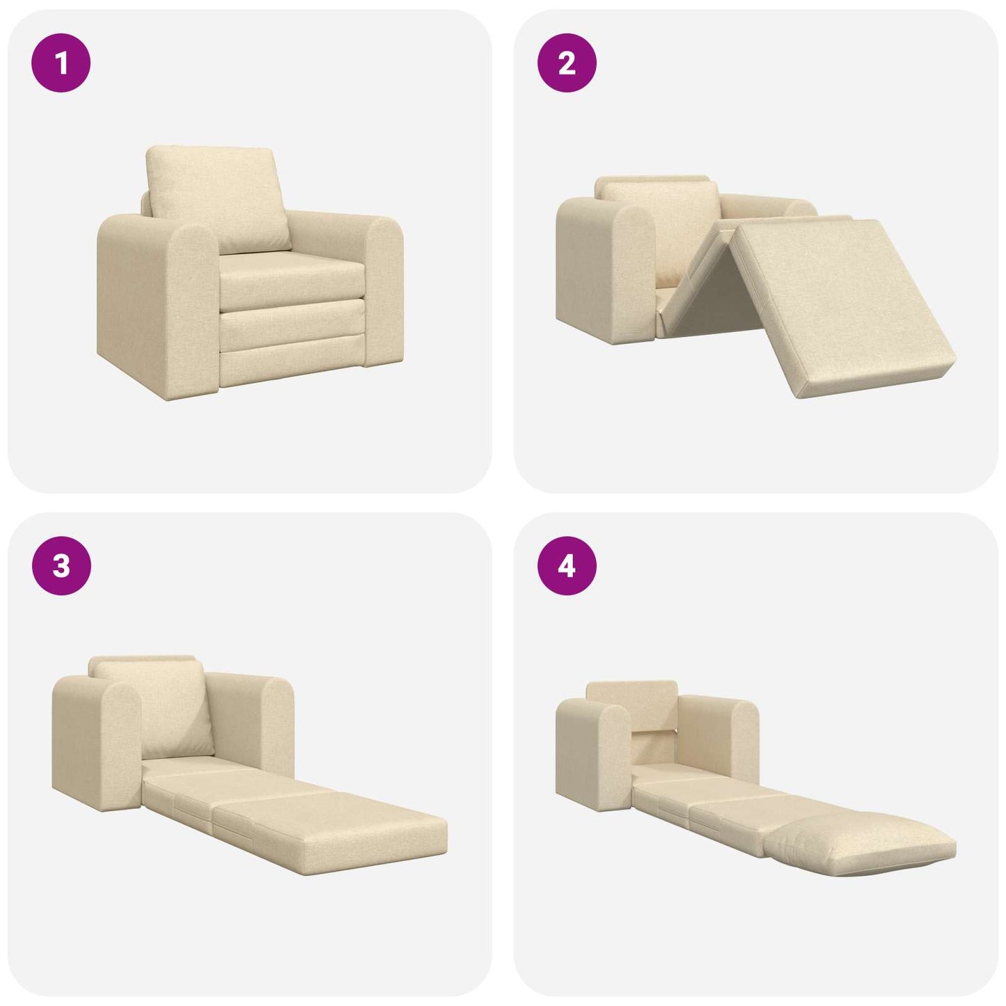 Schlafsofa Creme 98 x 71 x 83 cm Stoff