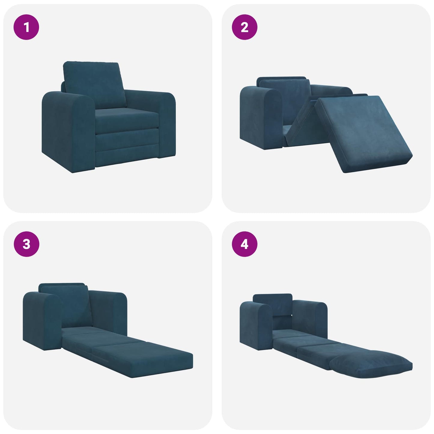 Schlafsofa Blau 98 x 71 x 83 cm Samt