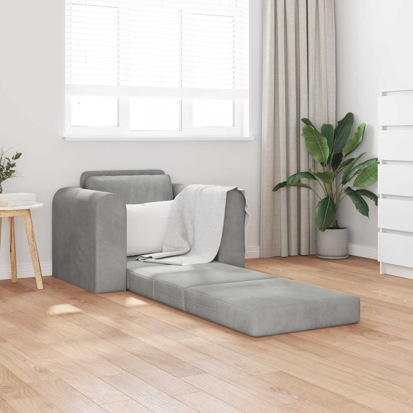 Schlafsofa Hellgrau 98 x 71 x 83 cm Samt