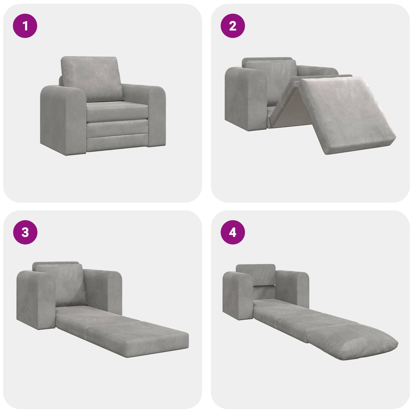 Schlafsofa Hellgrau 98 x 71 x 83 cm Samt