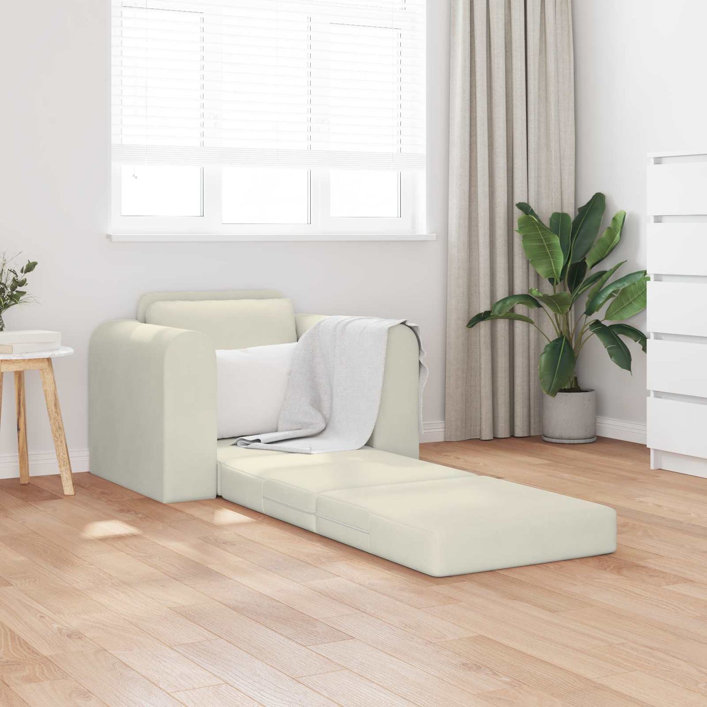Schlafsofa Creme 98 x 71 x 83 cm Samt