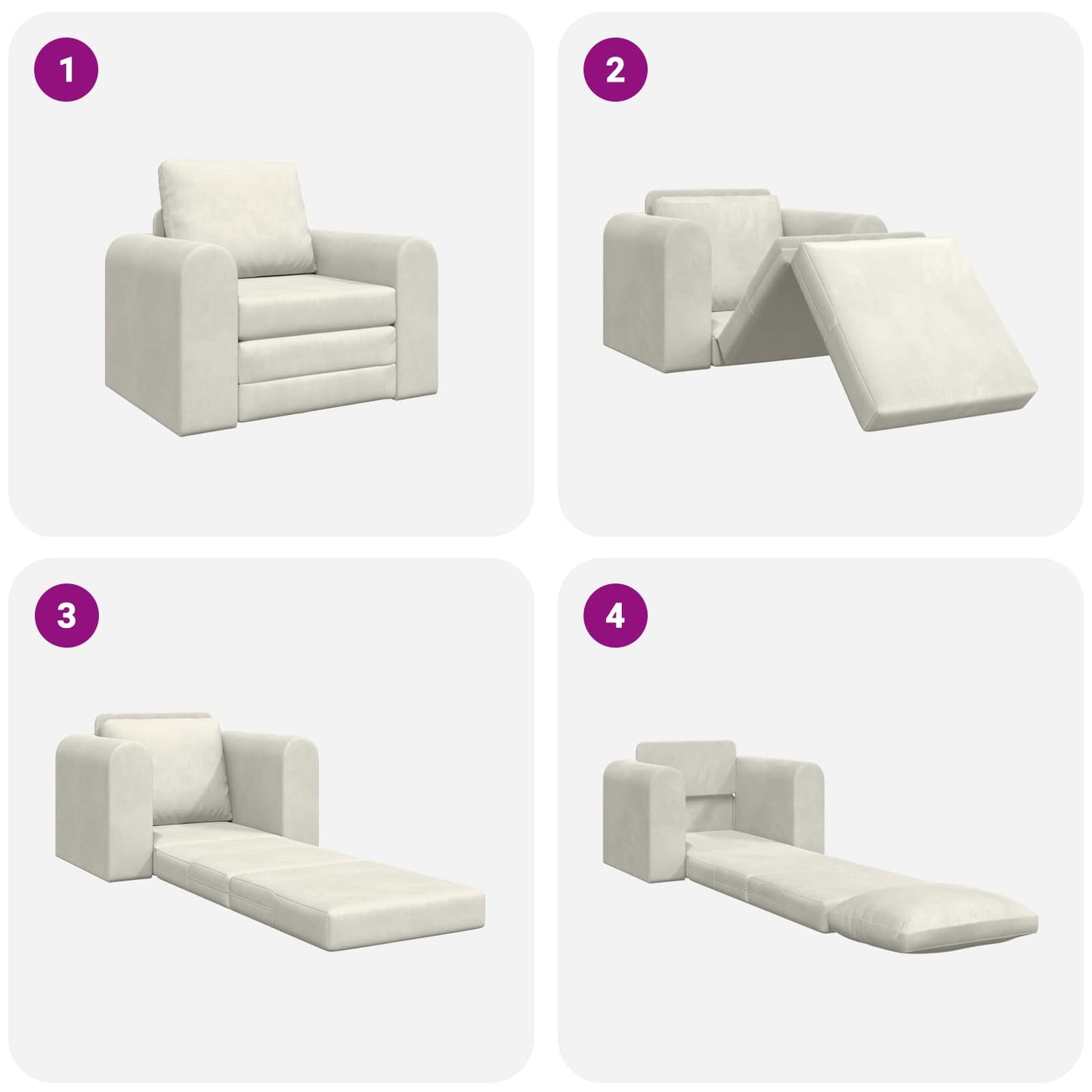 Schlafsofa Creme 98 x 71 x 83 cm Samt