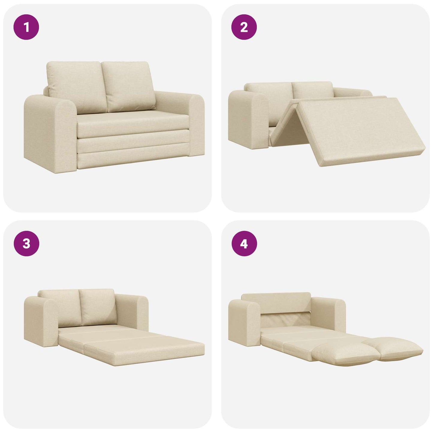 Schlafsofa 60cm Creme Stoff