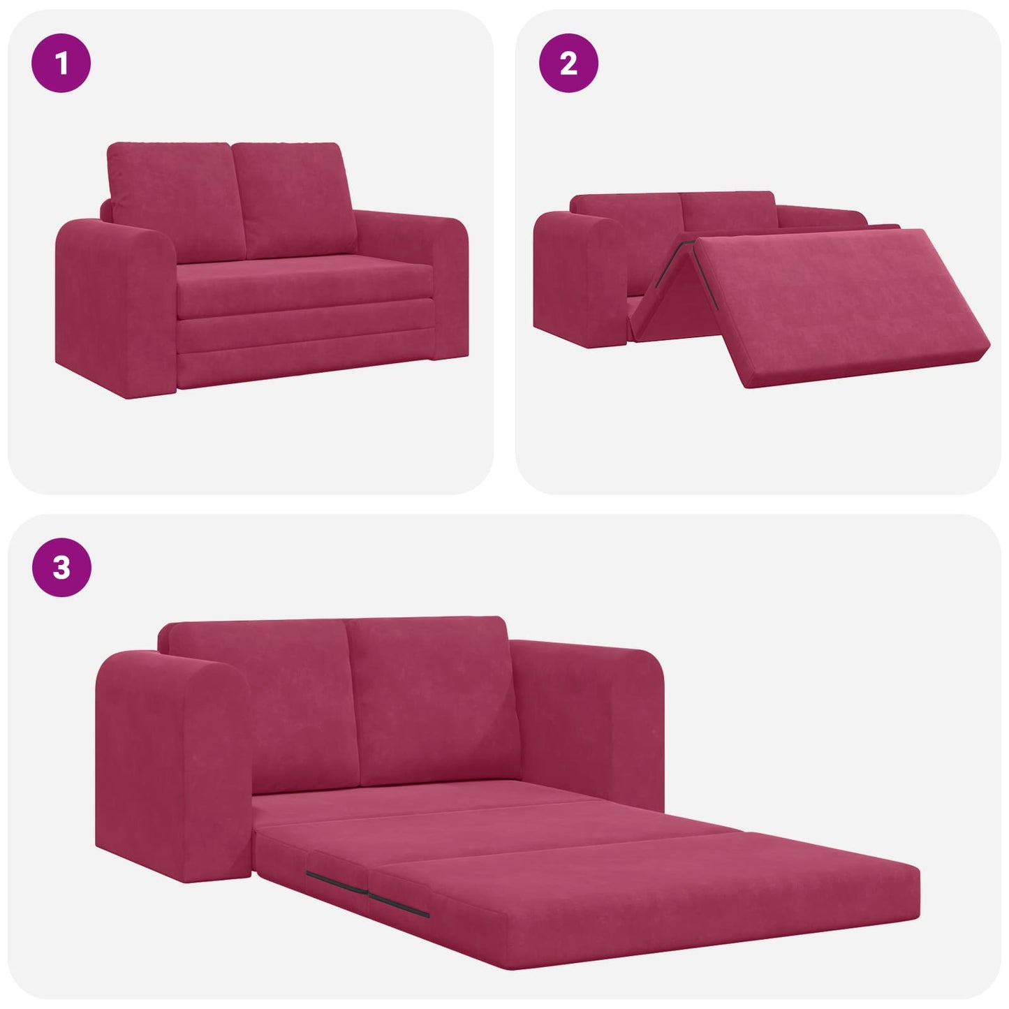 Schlafsofa Weinrot 148 x 71 x 83 cm Samt