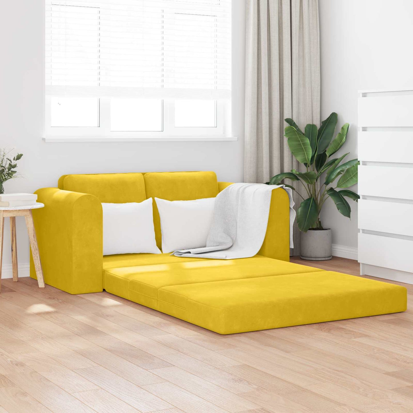 Schlafsofa Gelb 148 x 71 x 83 cm Samt