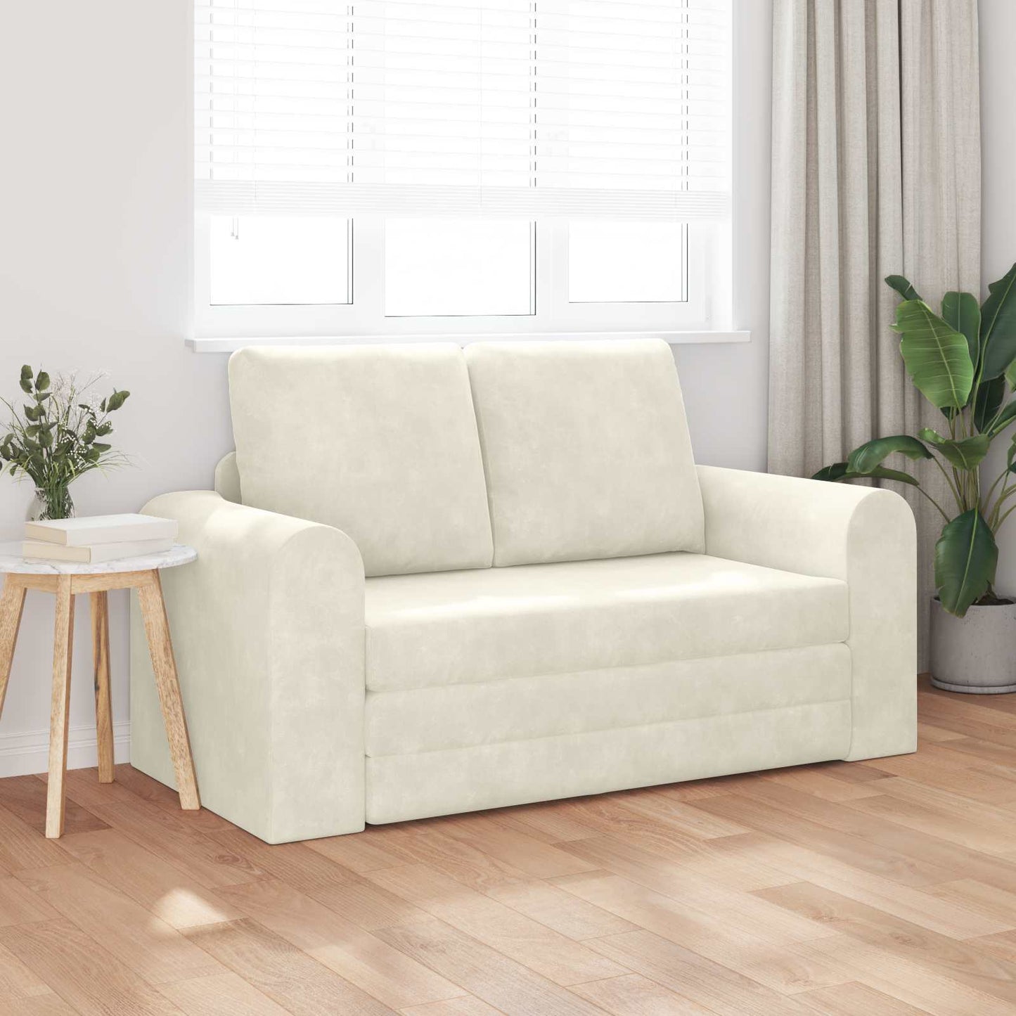 Schlafsofa Creme 148 x 71 x 83 cm Samt