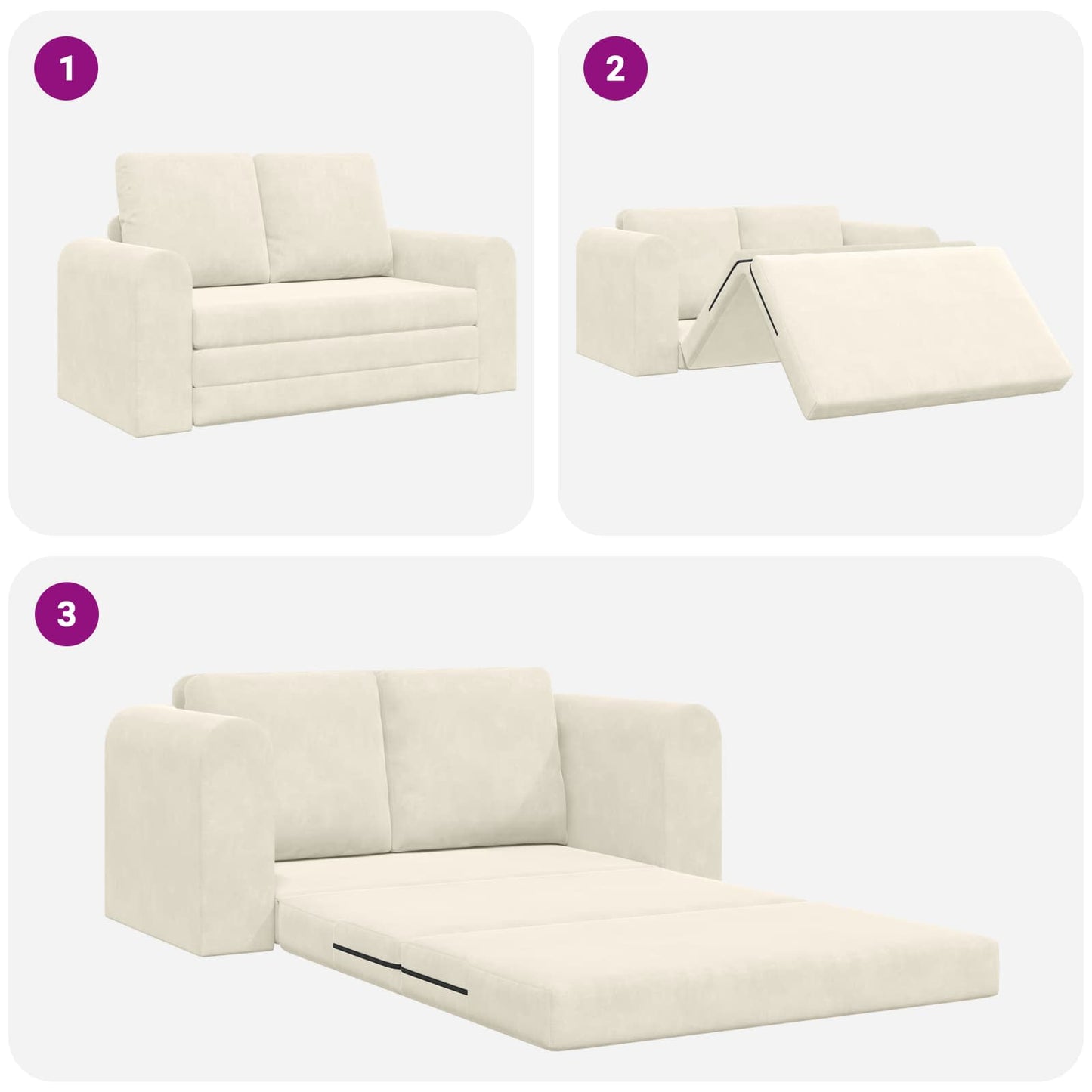 Schlafsofa Creme 148 x 71 x 83 cm Samt