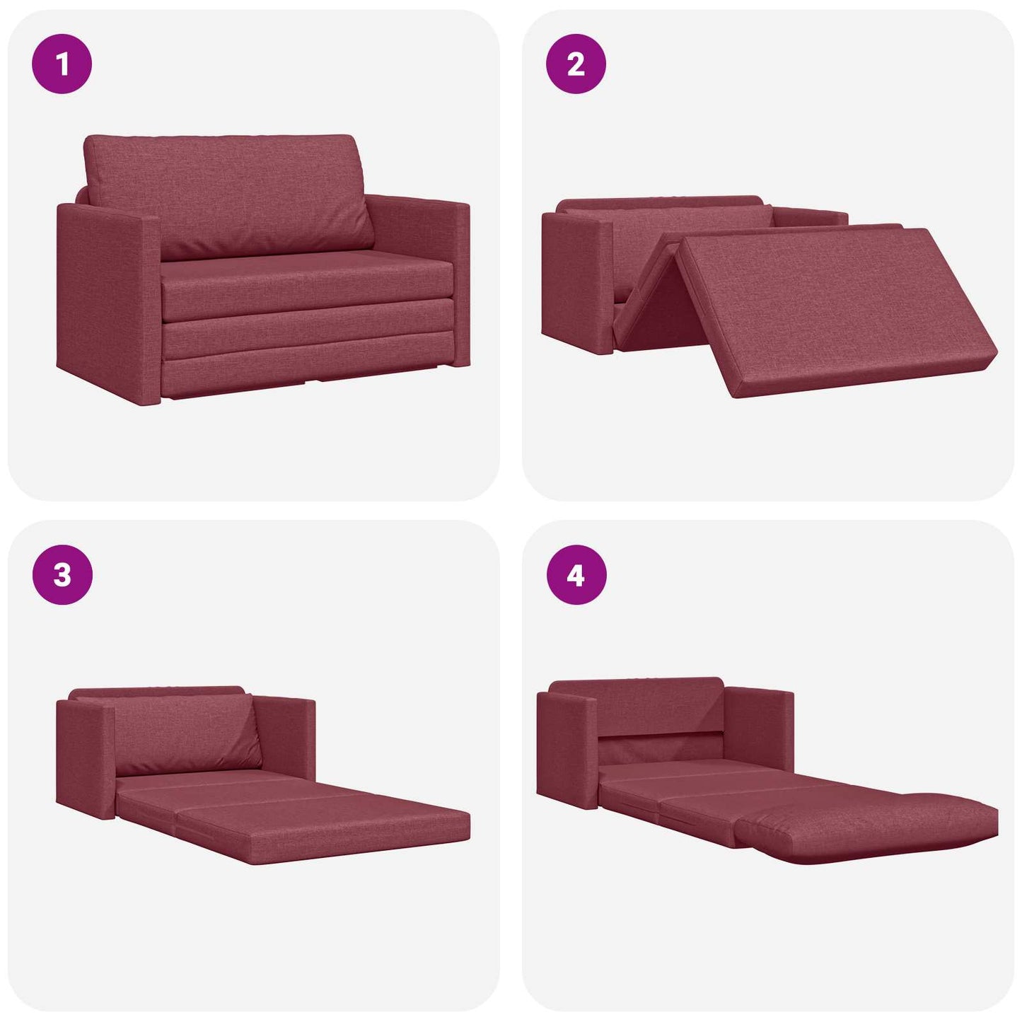 Schlafsofa 110cm Weinrot Stoff