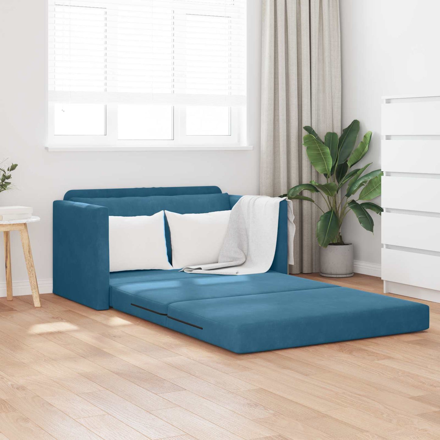Schlafsofa Blau 124 x 71 x 78 cm Samt