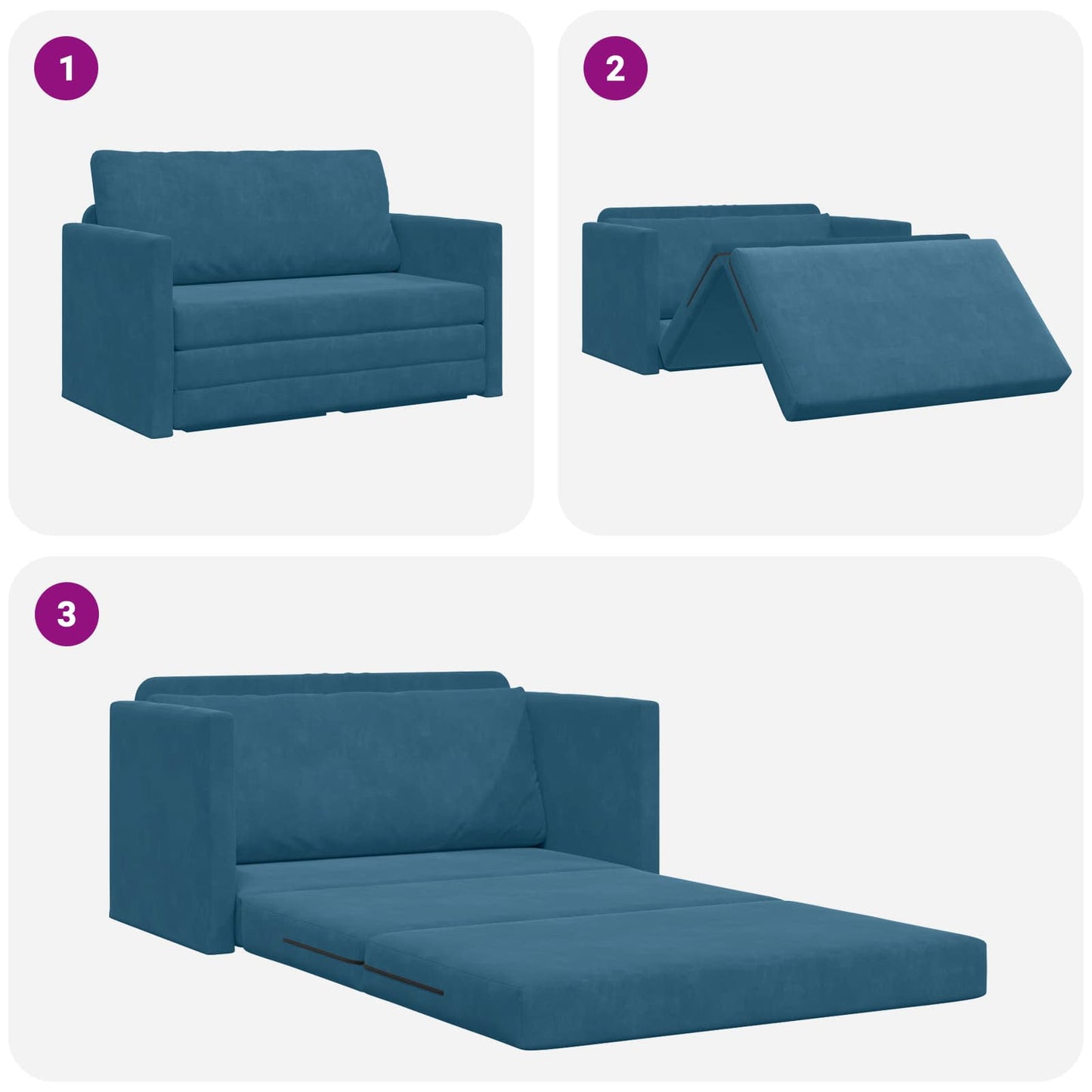 Schlafsofa Blau 124 x 71 x 78 cm Samt