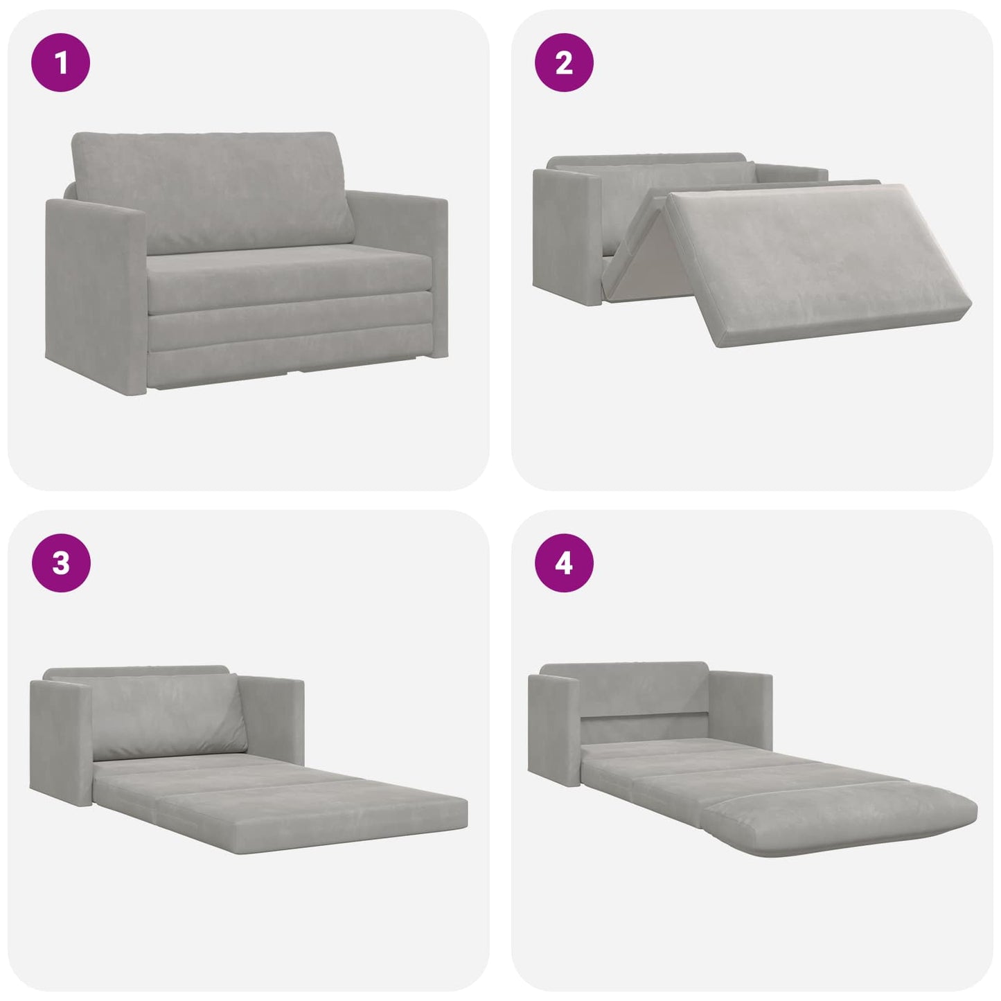Schlafsofa Hellgrau 124 x 71 x 78 cm Samt