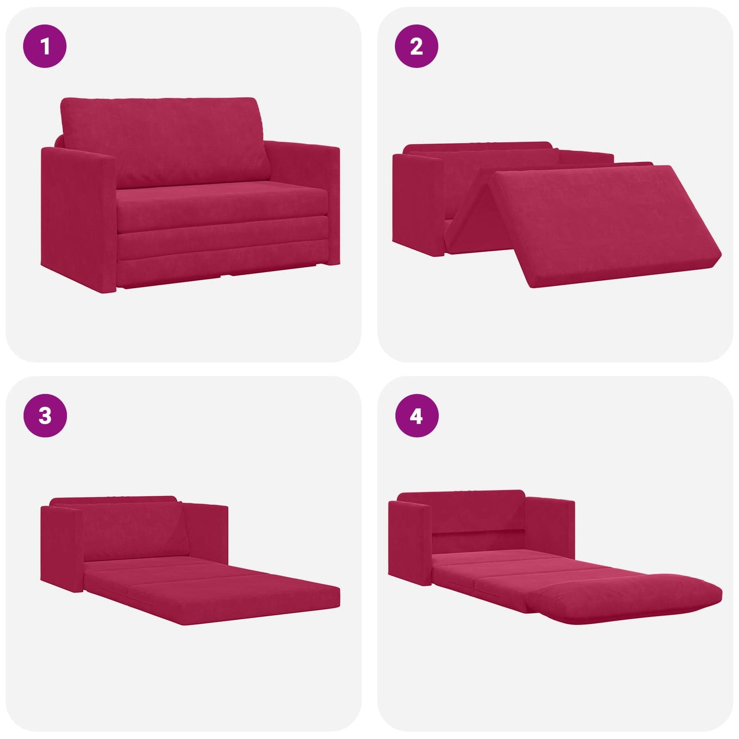 Schlafsofa Weinrot 124 x 71 x 78 cm Samt