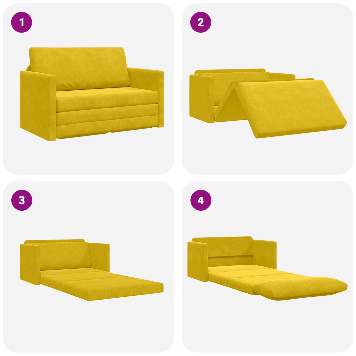 Schlafsofa Sonnenblumen Gelb 124 x 71 x 78 cm Samt
