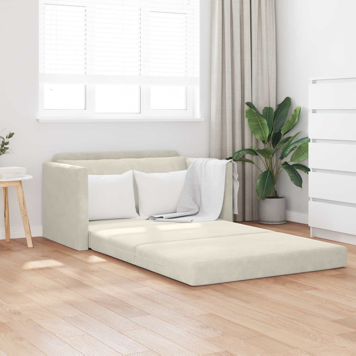 Schlafsofa Creme 124 x 71 x 78 cm Samt