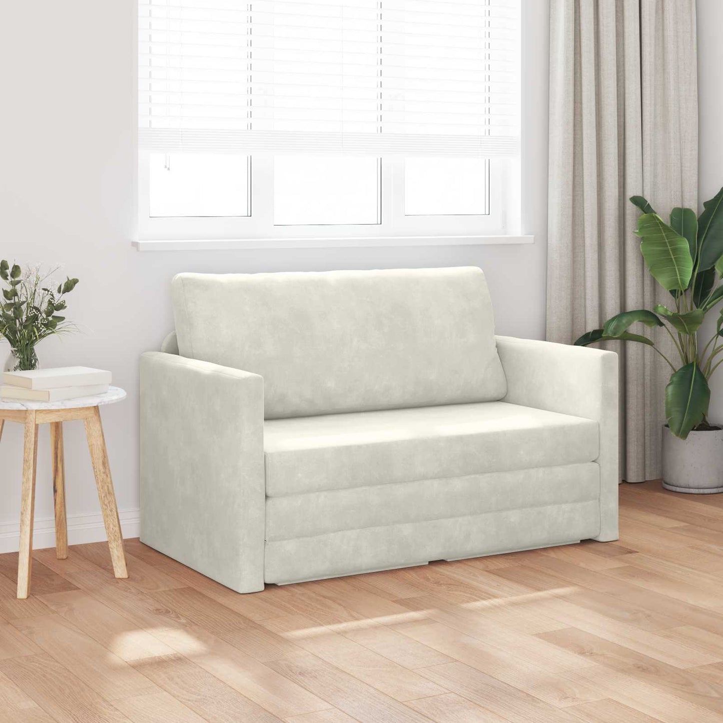 Schlafsofa Creme 124 x 71 x 78 cm Samt