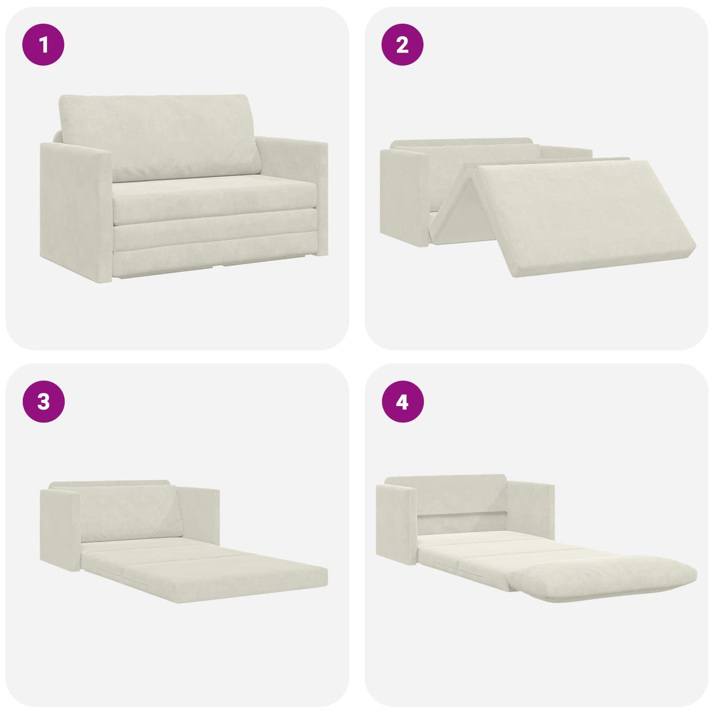Schlafsofa Creme 124 x 71 x 78 cm Samt