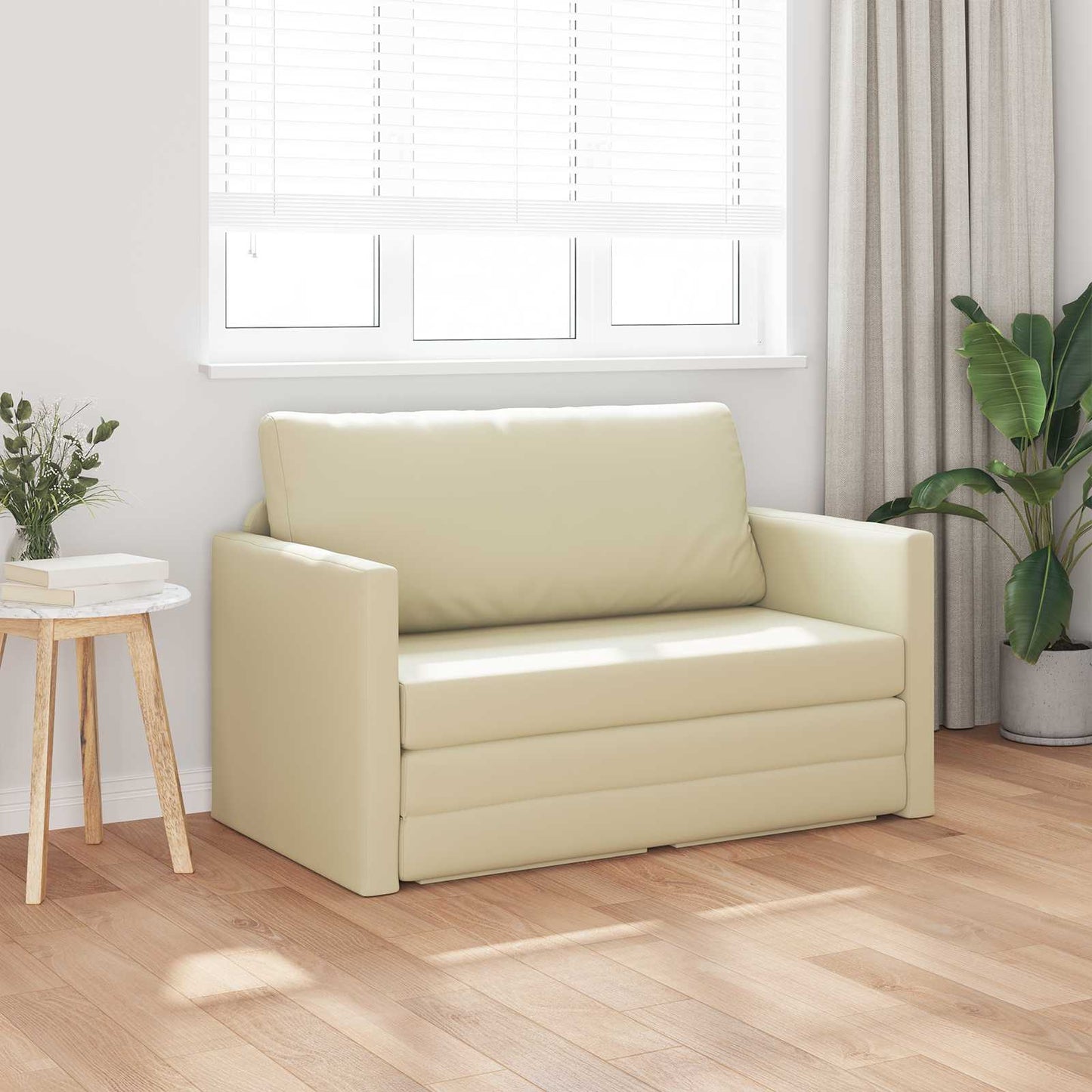 Schlafsofa Creme 124 x 71 x 78 cm Kunstleder
