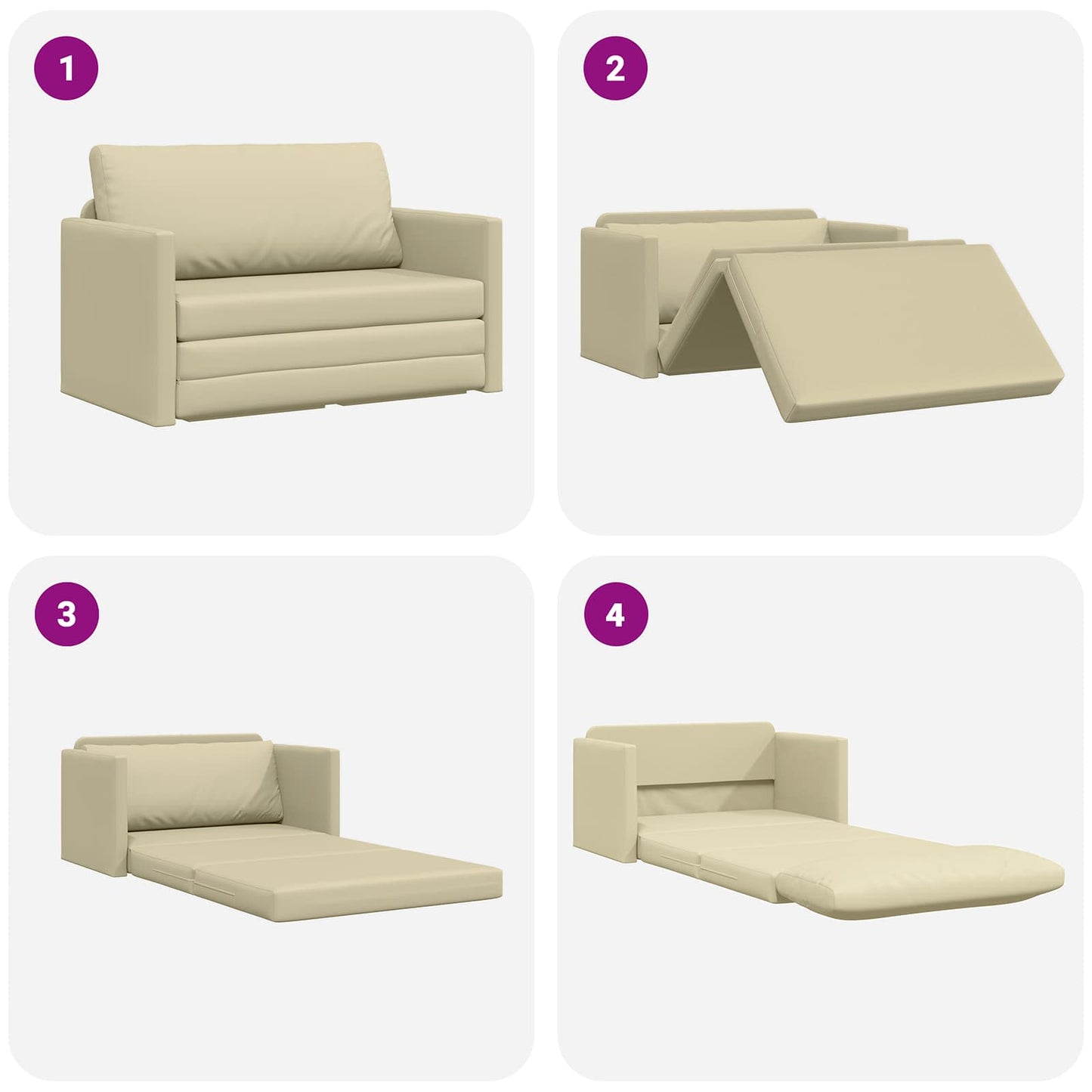 Schlafsofa Creme 124 x 71 x 78 cm Kunstleder