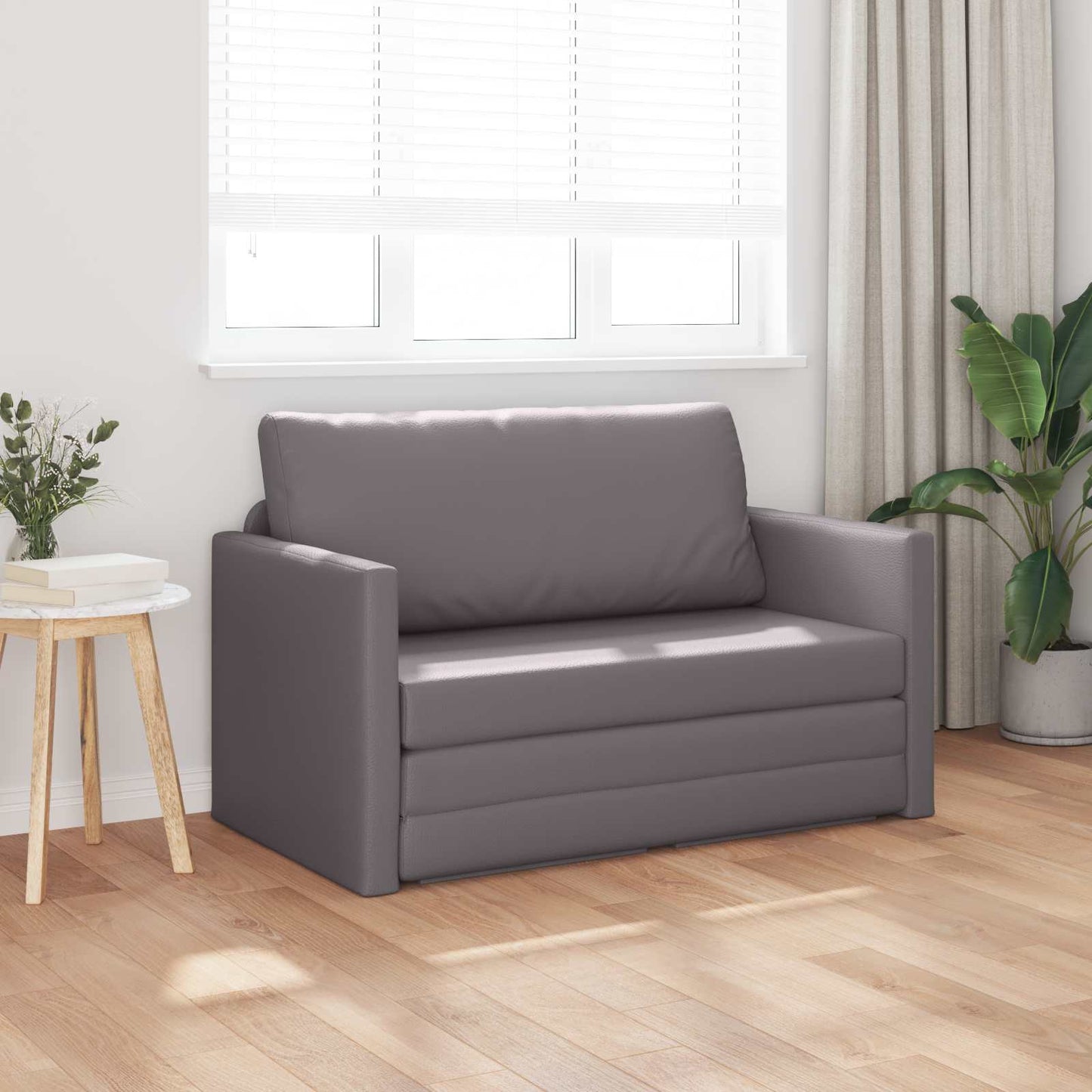 Schlafsofa Grau 124 x 71 x 78 cm Kunstleder