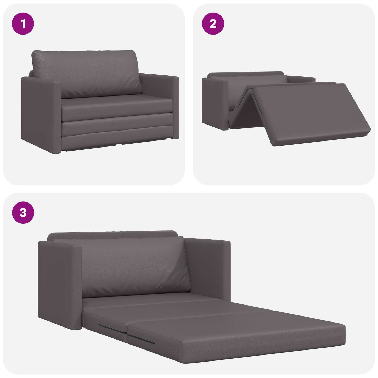 Schlafsofa Grau 124 x 71 x 78 cm Kunstleder