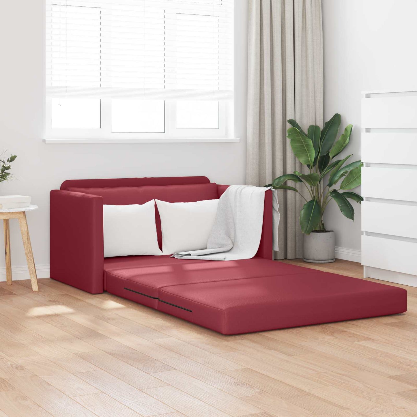 Schlafsofa Weinrot 124 x 71 x 78 cm Kunstleder