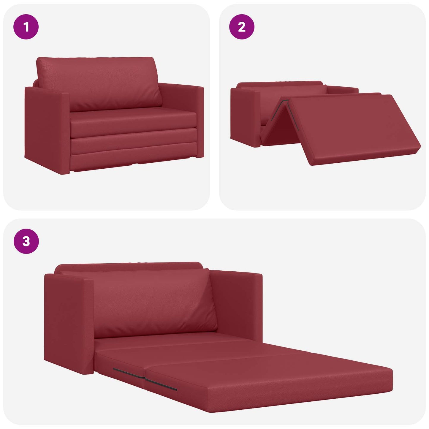 Schlafsofa Weinrot 124 x 71 x 78 cm Kunstleder