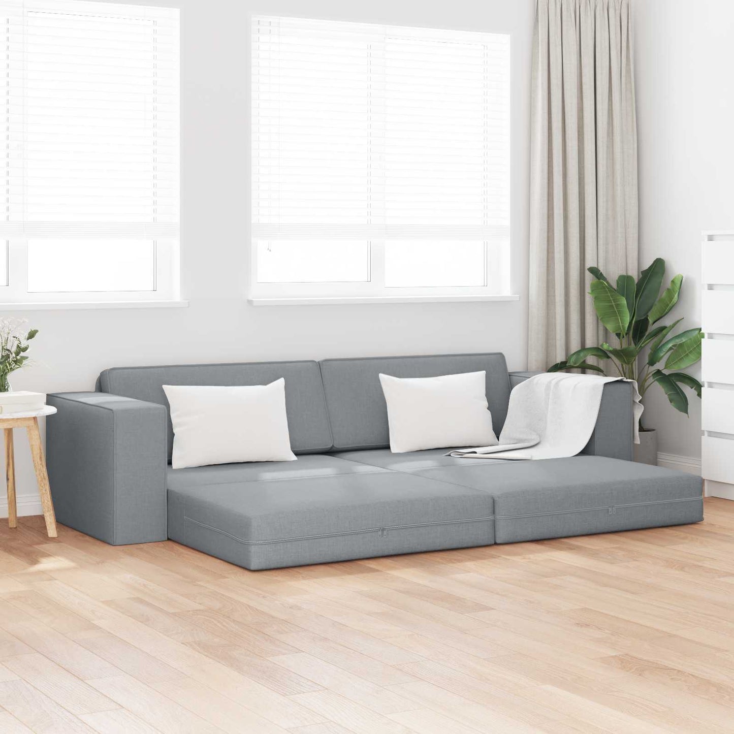 Schlafsofa Hellgrau 245 x 78 x 77 cm Stoff