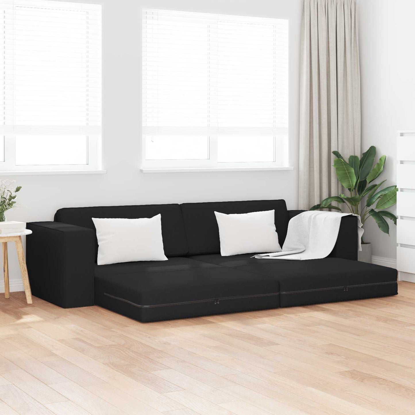 Schlafsofa Schwarz 245 x 78 x 77 cm Stoff