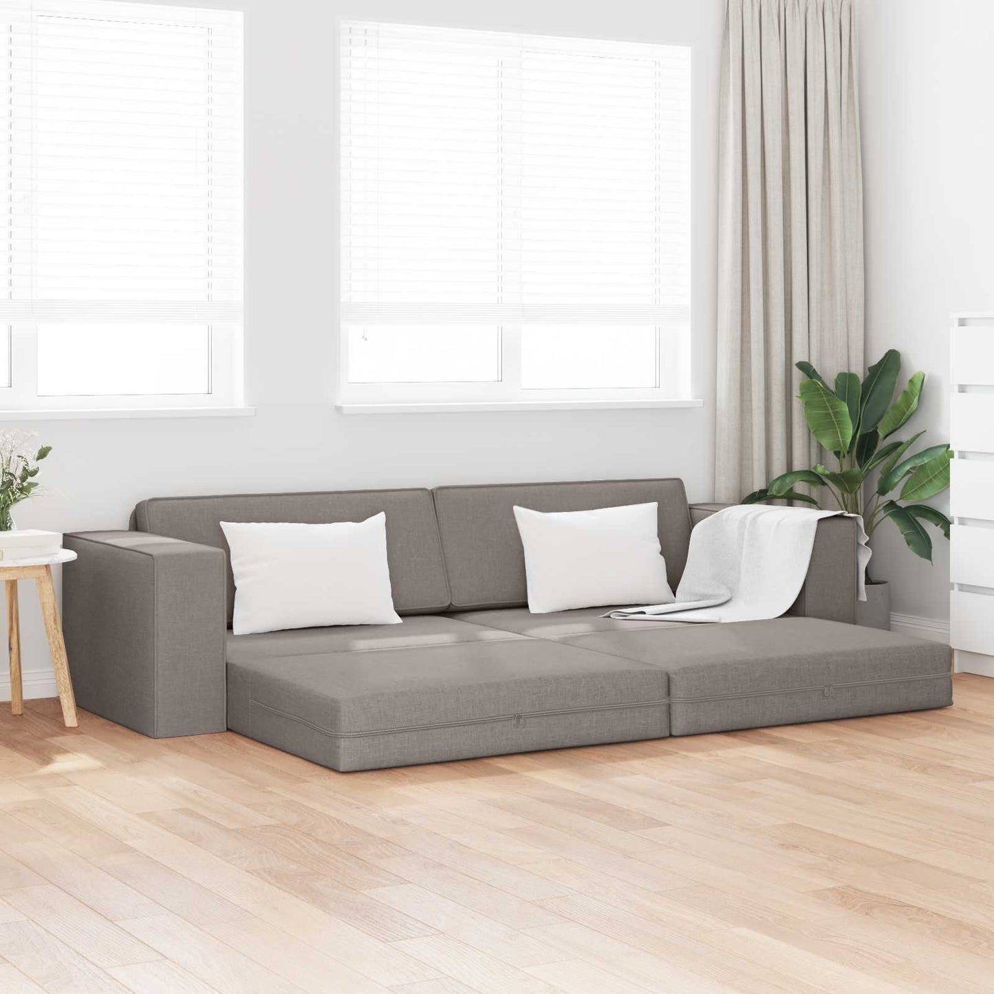 Schlafsofa Taupe 245 x 78 x 77 cm Stoff