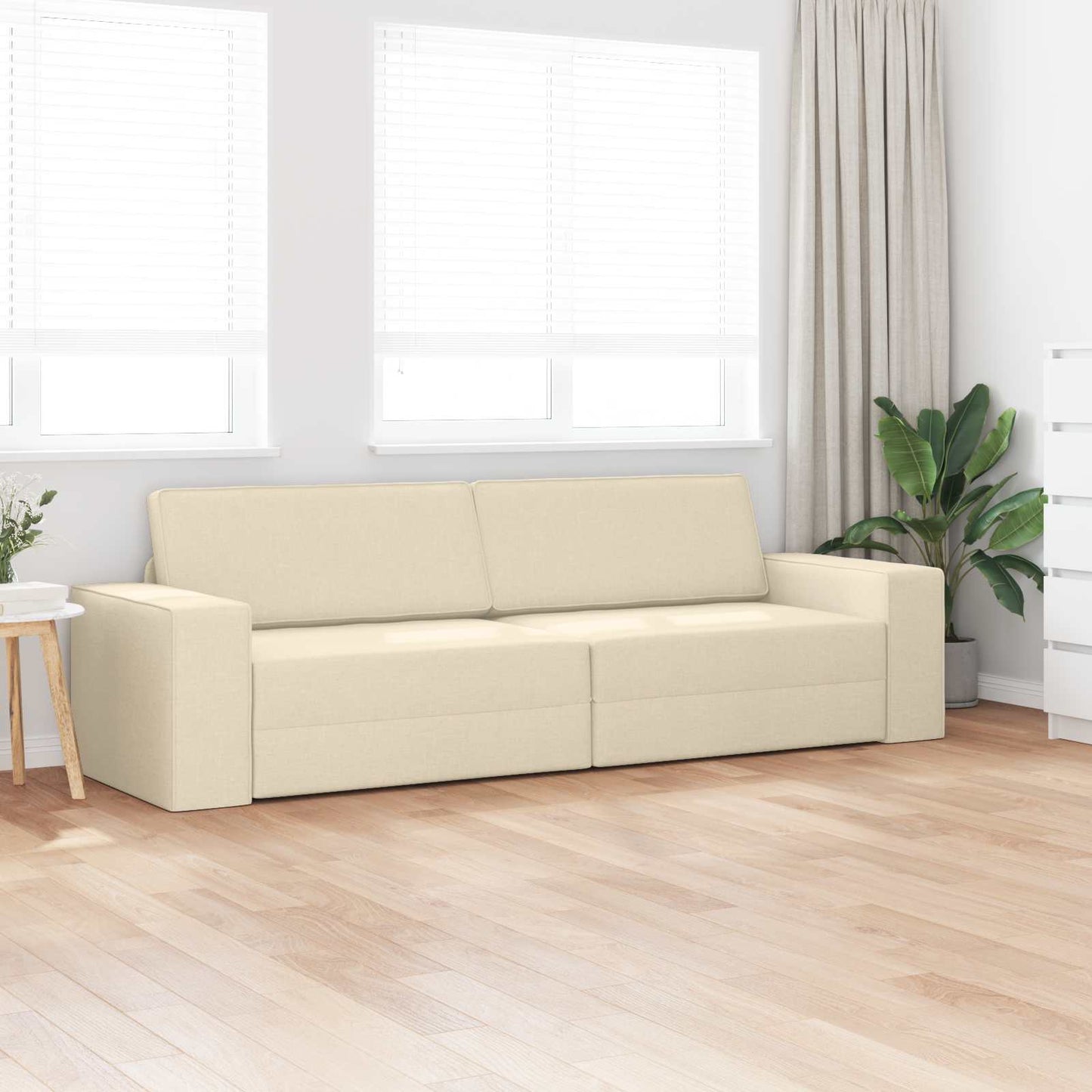 Schlafsofa Creme 245 x 78 x 77 cm Stoff