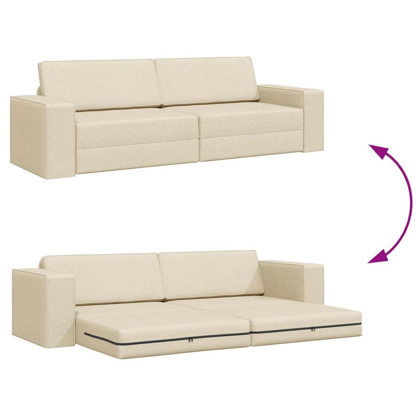 Schlafsofa Creme 245 x 78 x 77 cm Stoff
