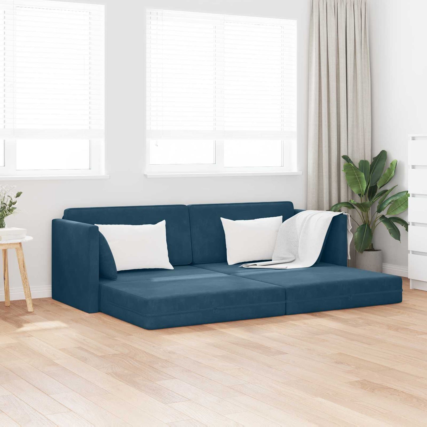 Boden-Sofa-Bett Blau 213 x 70 x 77 cm Samt