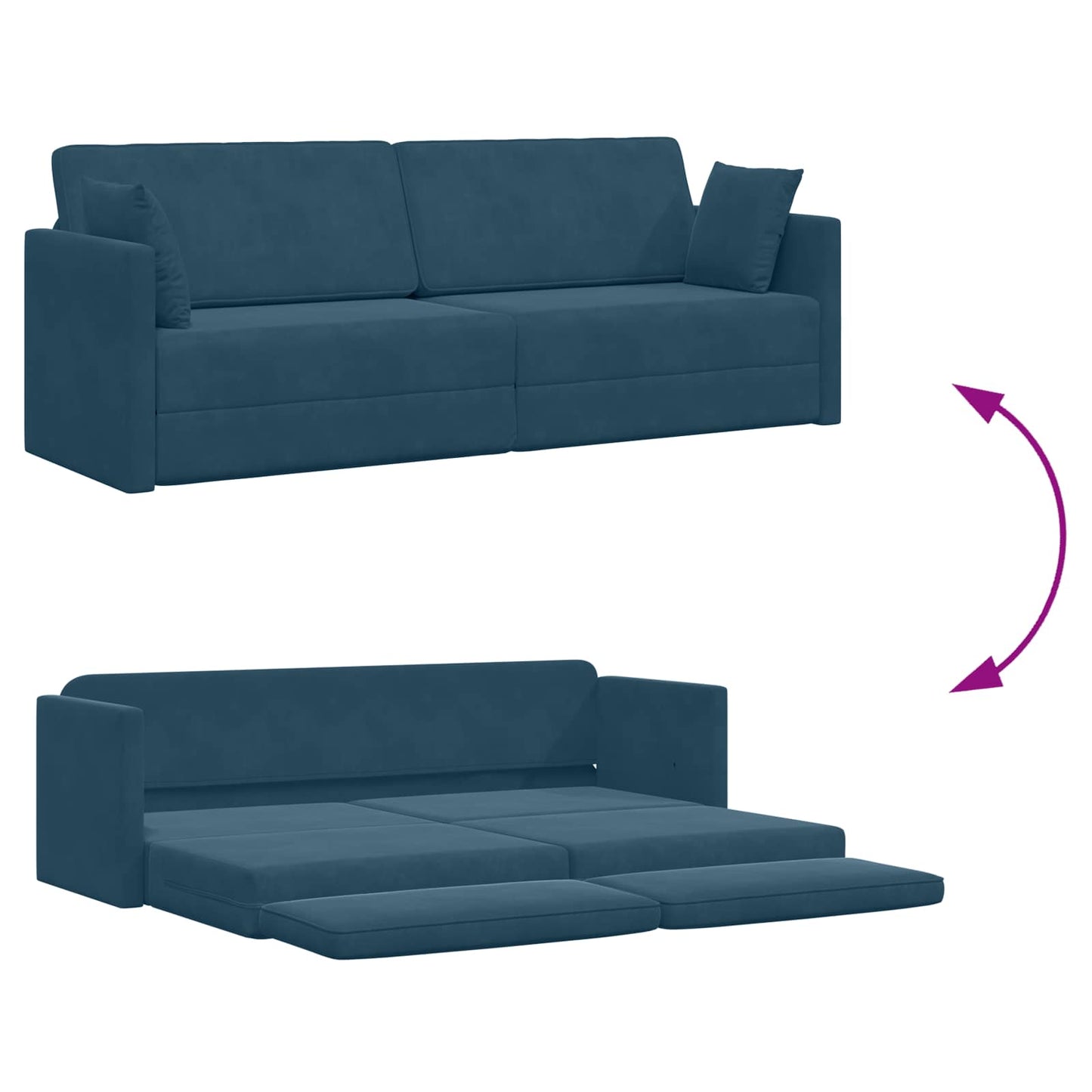 Boden-Sofa-Bett Blau 213 x 70 x 77 cm Samt