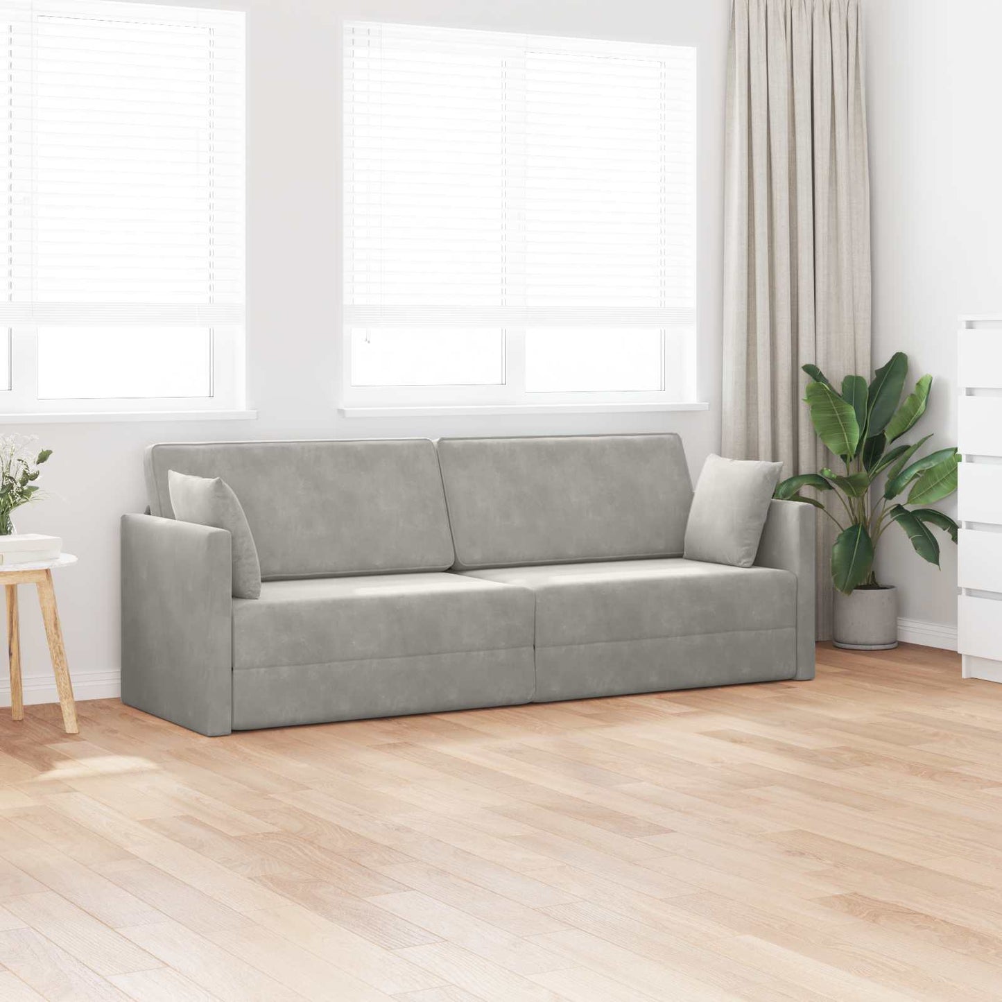 Boden-Sofa-Bett Hellgrau 213 x 70 x 77 cm Samt