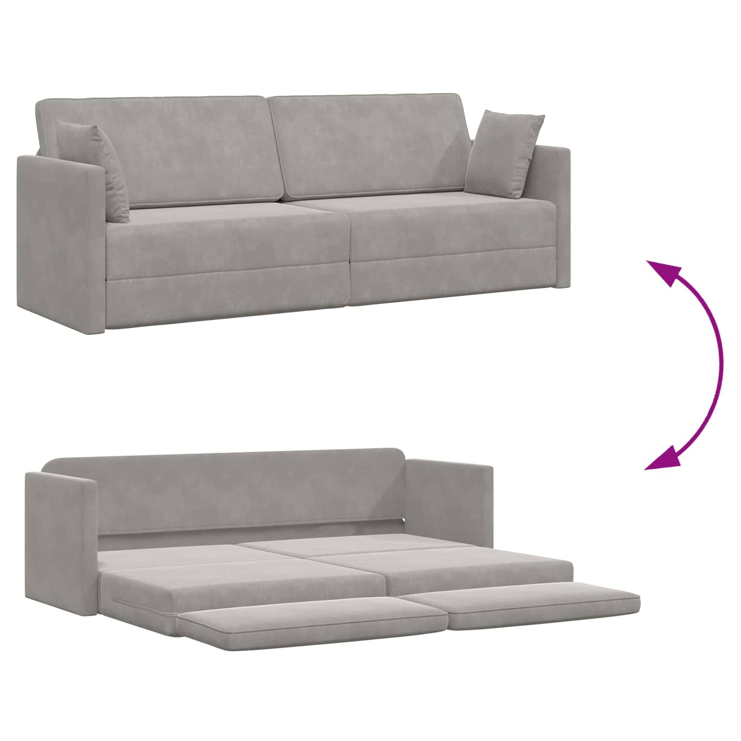 Boden-Sofa-Bett Hellgrau 213 x 70 x 77 cm Samt